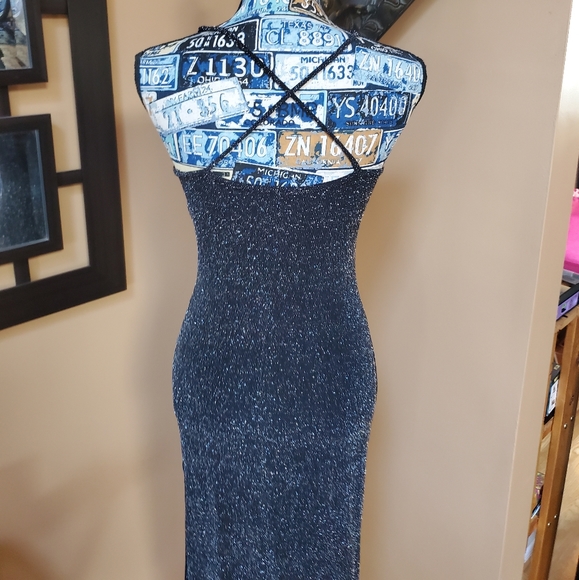 BLACK SHIMMERY Y2K EVENING DRESS! - Picture 4 of 15